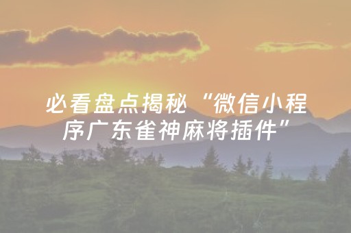 必看盘点揭秘“微信小程序广东雀神麻将插件”（小程序必赢神器)