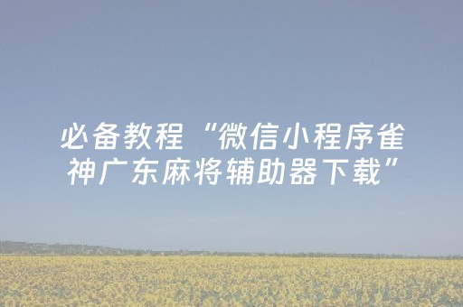 必备教程“微信小程序雀神广东麻将辅助器下载”（助赢神器)