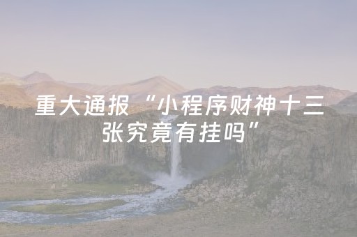 重大通报“小程序财神十三张究竟有挂吗”（软挂神器)