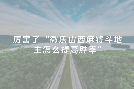 厉害了“微乐山西麻将斗地主怎么提高胜率”（可以设置输赢吗)