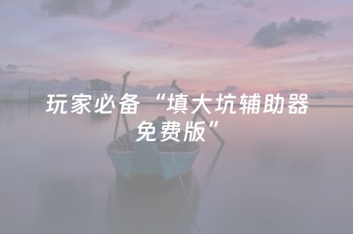 玩家必备“填大坑辅助器免费版”（必赢神器)