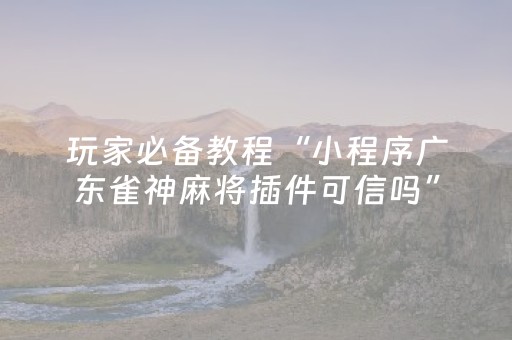 玩家必备教程“小程序广东雀神麻将插件可信吗”（小程序辅助软件)