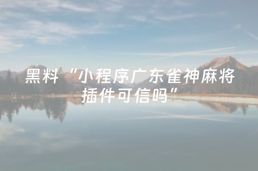 黑料“小程序广东雀神麻将插件可信吗”（控牌神器)