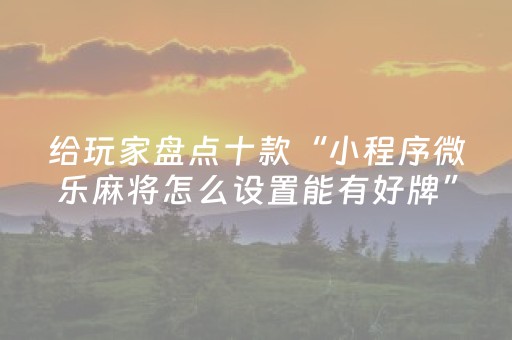 给玩家盘点十款“小程序微乐麻将怎么设置能有好牌”（挂件神器)