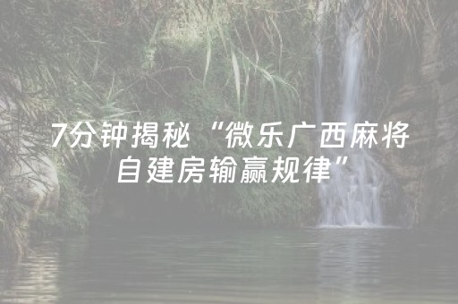 7分钟揭秘“微乐广西麻将自建房输赢规律”（辅牌器插件购买)