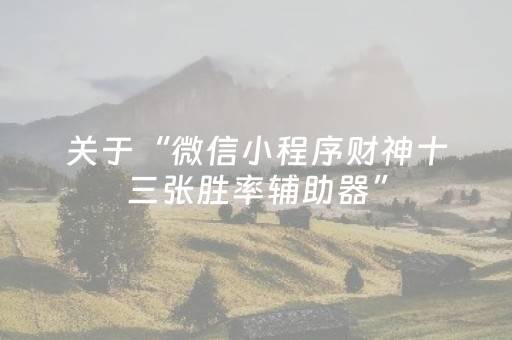 关于“微信小程序财神十三张胜率辅助器”（技巧和打好牌方法)