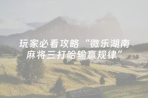 玩家必看攻略“微乐湖南麻将三打哈输赢规律”（万能开挂器)