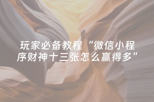 玩家必备教程“微信小程序财神十三张怎么赢得多”（万能开挂神器)