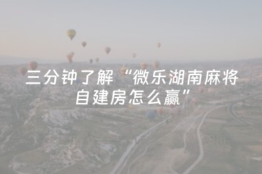 三分钟了解“微乐湖南麻将自建房怎么赢”（免费专用神器)