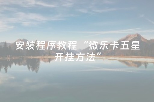 安装程序教程“微乐卡五星开挂方法”（开挂辅助器插件)