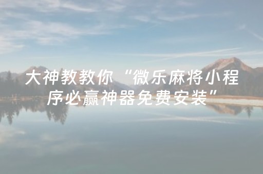 大神教教你“微乐麻将小程序必赢神器免费安装”（胜负规律拿好牌)
