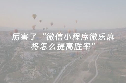 厉害了“微信小程序微乐麻将怎么提高胜率”（好友房怎么才能赢)