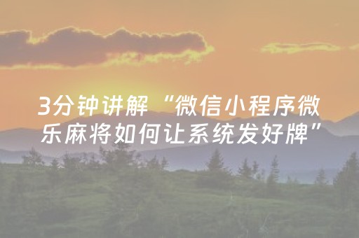 3分钟讲解“微信小程序微乐麻将如何让系统发好牌”（如何让系统发好牌)