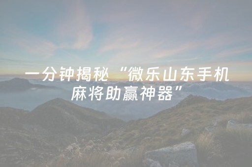 一分钟揭秘“微乐山东手机麻将助赢神器”（辅牌器插件购买)
