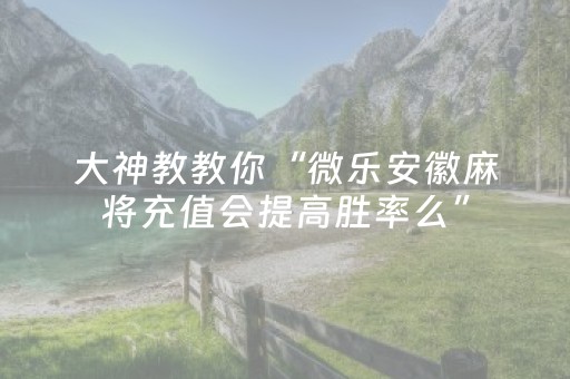 大神教教你“微乐安徽麻将充值会提高胜率么”（免费专用神器)