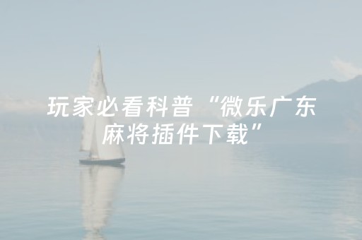 玩家必看科普“微乐广东麻将插件下载”（万能开挂器)