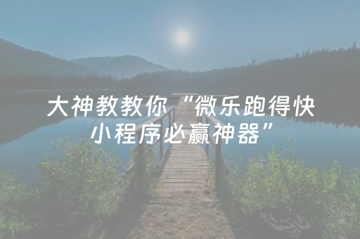 大神教教你“微乐跑得快小程序必赢神器”（控牌神器)