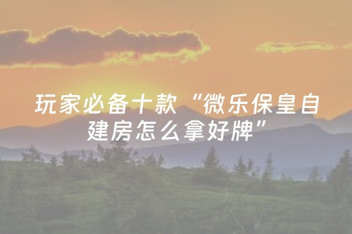 玩家必备十款“微乐保皇自建房怎么拿好牌”（开挂辅助脚本)