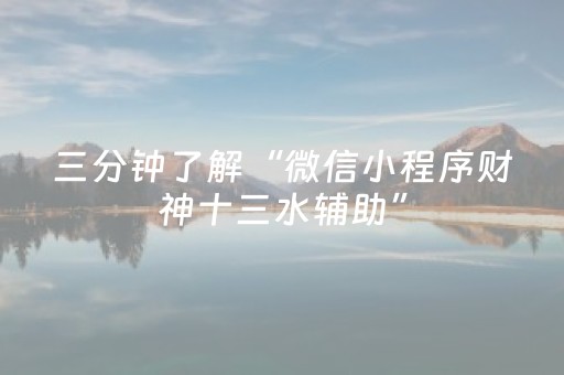 三分钟了解“微信小程序财神十三水辅助”（辅助挂发牌规律)