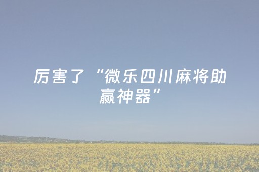 厉害了“微乐四川麻将助赢神器”（怎么能调好牌)