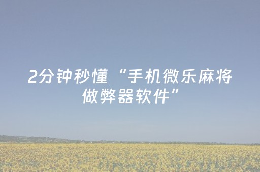 2分钟秒懂“手机微乐麻将做弊器软件”（专用神器下载)
