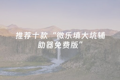 推荐十款“微乐填大坑辅助器免费版”（开挂辅助器插件)