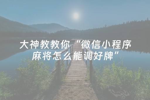 教程辅助“微信麻将小程序赢的技巧（专用辅牌神器免安装）
