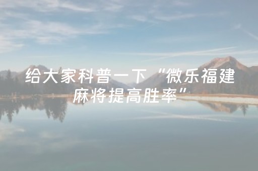 终于发现了“微乐插件程序教程（助赢神器通用版）