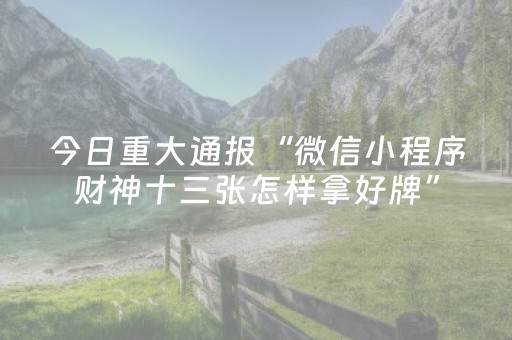 今日重大通报“微信小程序财神十三张怎样拿好牌”（神器通用版)