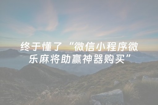 终于懂了“微信小程序微乐麻将助赢神器购买”（必赢神器辅助器)