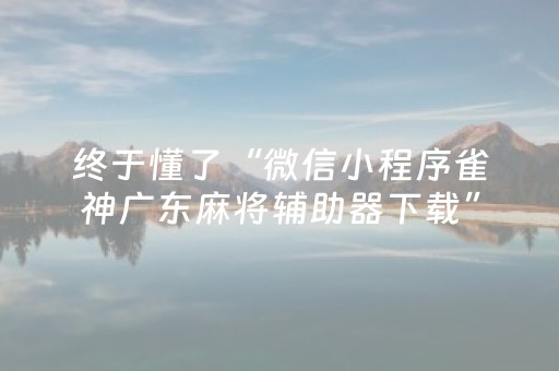终于懂了“微信小程序雀神广东麻将辅助器下载”（怎么能得到好牌)