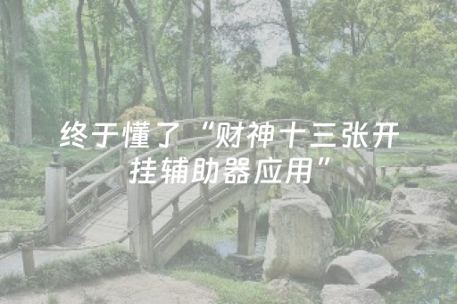 终于懂了“财神十三张开挂辅助器应用”（提高胜率软件)