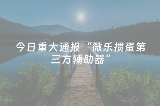 今日重大通报“微乐掼蛋第三方辅助器”（辅助挂发牌规律)