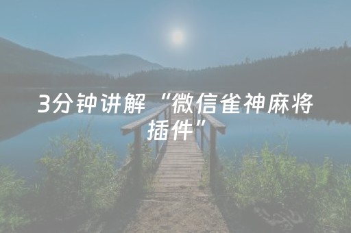 3分钟讲解“微信雀神麻将插件”（有什么诀窍)