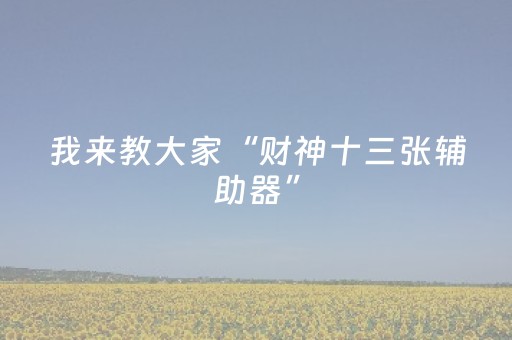 我来教大家“财神十三张辅助器”（专用神器)