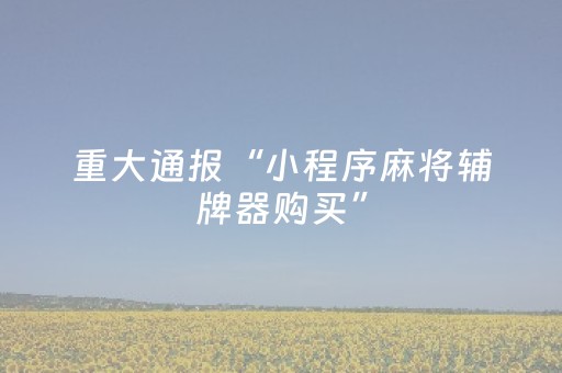 重大通报“小程序麻将辅牌器购买”（装挂怎么安装)