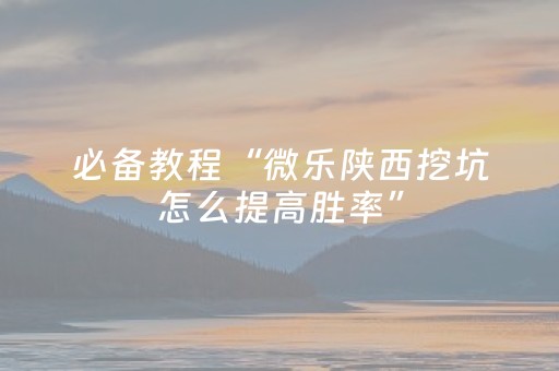 必备教程“微乐陕西挖坑怎么提高胜率”（开挂辅助器插件)