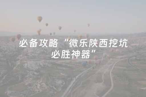 必备攻略“微乐陕西挖坑必胜神器”（透明器教程)