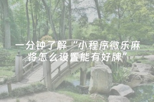 一分钟了解“小程序微乐麻将怎么设置能有好牌”（辅助神器免费)