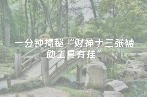 一分钟揭秘“财神十三张辅助工具有挂”（怎么设置能有好牌)