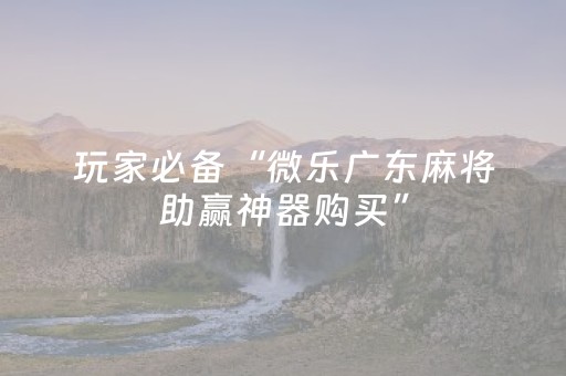 玩家必备“微乐广东麻将助赢神器购买”（如何提高胜率)