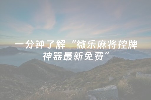 实测辅助“吉祥麻将填大坑插件（专用辅牌神器免安装）