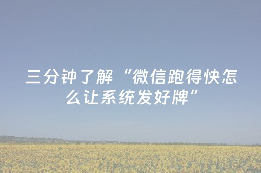 3分钟学会“微乐湖南跑得快怎么拿好牌（助赢神器通用版）