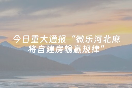 今日重大通报“微乐河北麻将自建房输赢规律”（怎么提高胜率)