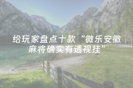 给玩家盘点十款“微乐安徽麻将确实有透视挂”（输赢规律)