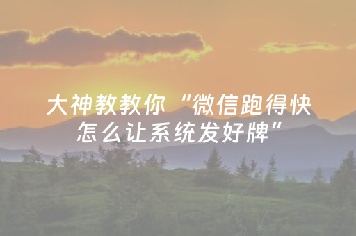 大神教教你“微信跑得快怎么让系统发好牌”（规律确实有挂)