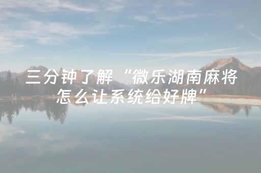 三分钟了解“微乐湖南麻将怎么让系统给好牌”（助赢神器购买)