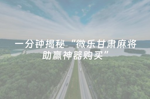 一分钟揭秘“微乐甘肃麻将助赢神器购买”（为什么有人一直赢)