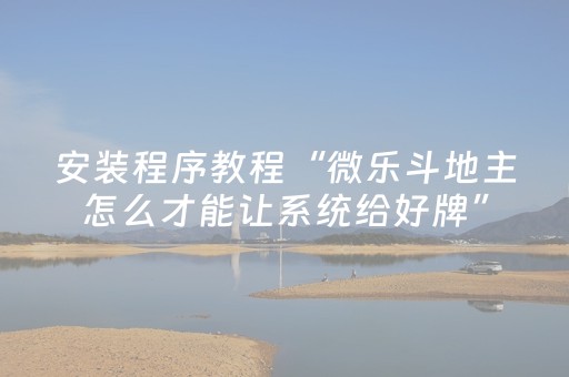 安装程序教程“微乐斗地主怎么才能让系统给好牌”（开挂辅助器插件)