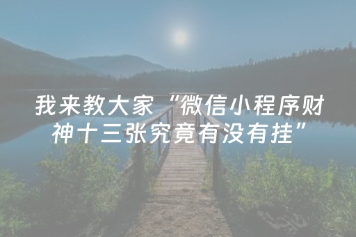 我来教大家“微信小程序财神十三张究竟有没有挂”（透明器教程)